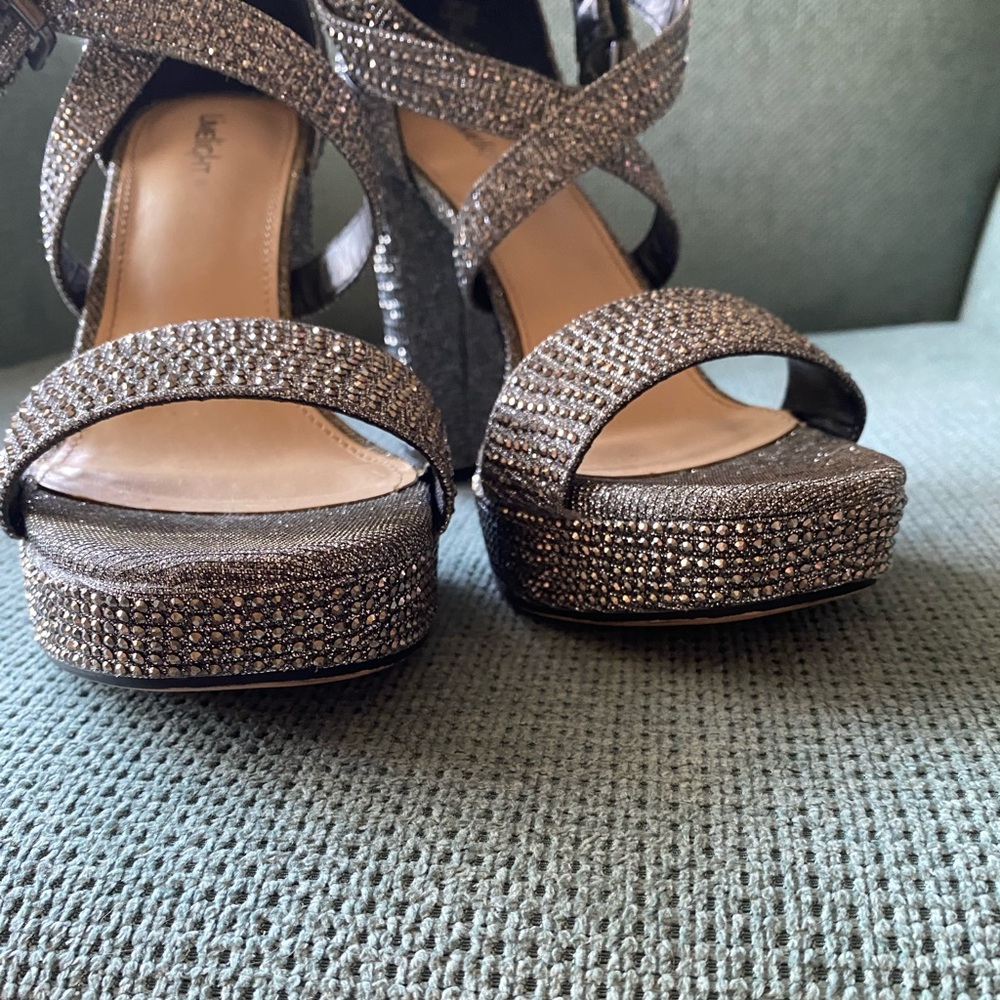 Limelight Laney Glittering Crystals Silver Block 4 Inch Heels 6.5 - Picture 7 of 8